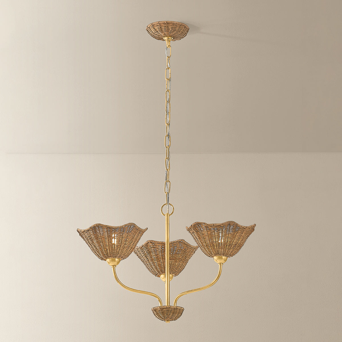 Mitzi by Hudson Valley Lighting Kehlani 3-Light Chandelier in Aged Brass, detail view 4