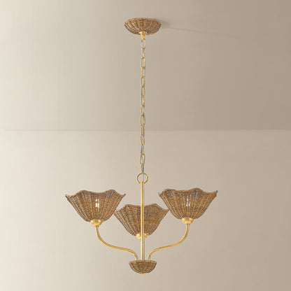 Mitzi by Hudson Valley Lighting Kehlani 3-Light Chandelier in Aged Brass, detail view 4