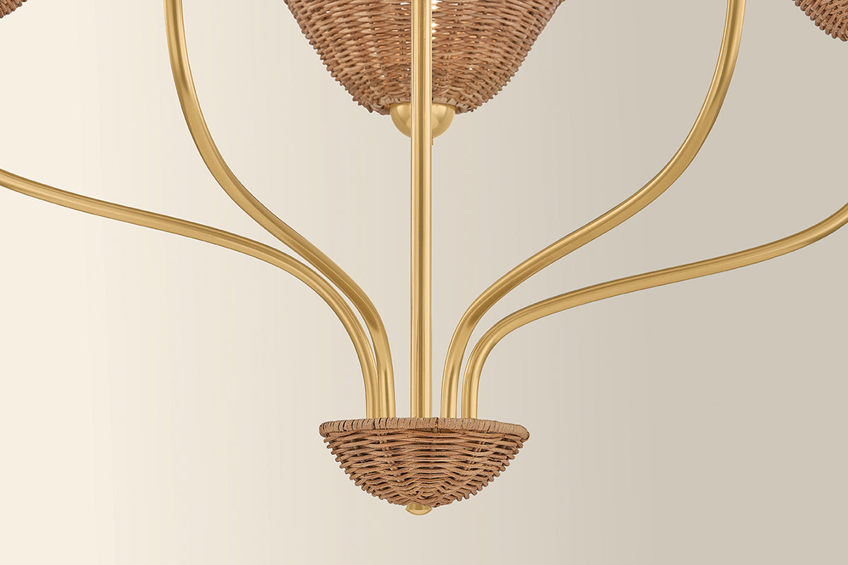 Mitzi by Hudson Valley Lighting Kehlani 5-Light Chandelier in Aged Brass, detail view 5