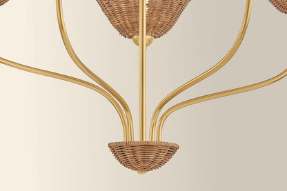 Mitzi by Hudson Valley Lighting Kehlani 5-Light Chandelier in Aged Brass, detail view 5