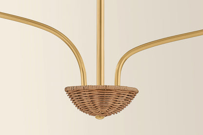 Mitzi by Hudson Valley Lighting Kehlani 3-Light Chandelier in Aged Brass, detail view 6