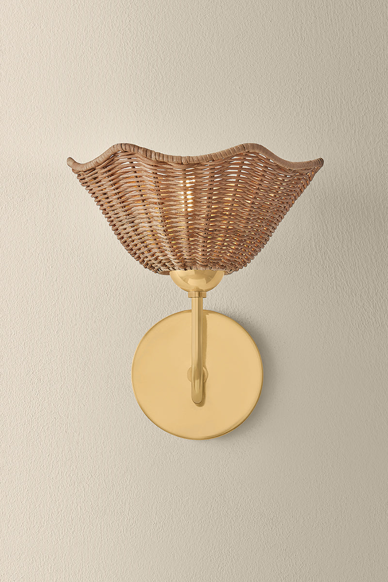 Mitzi by Hudson Valley Lighting Kehlani Wall Sconce in Aged Brass, detail view 1