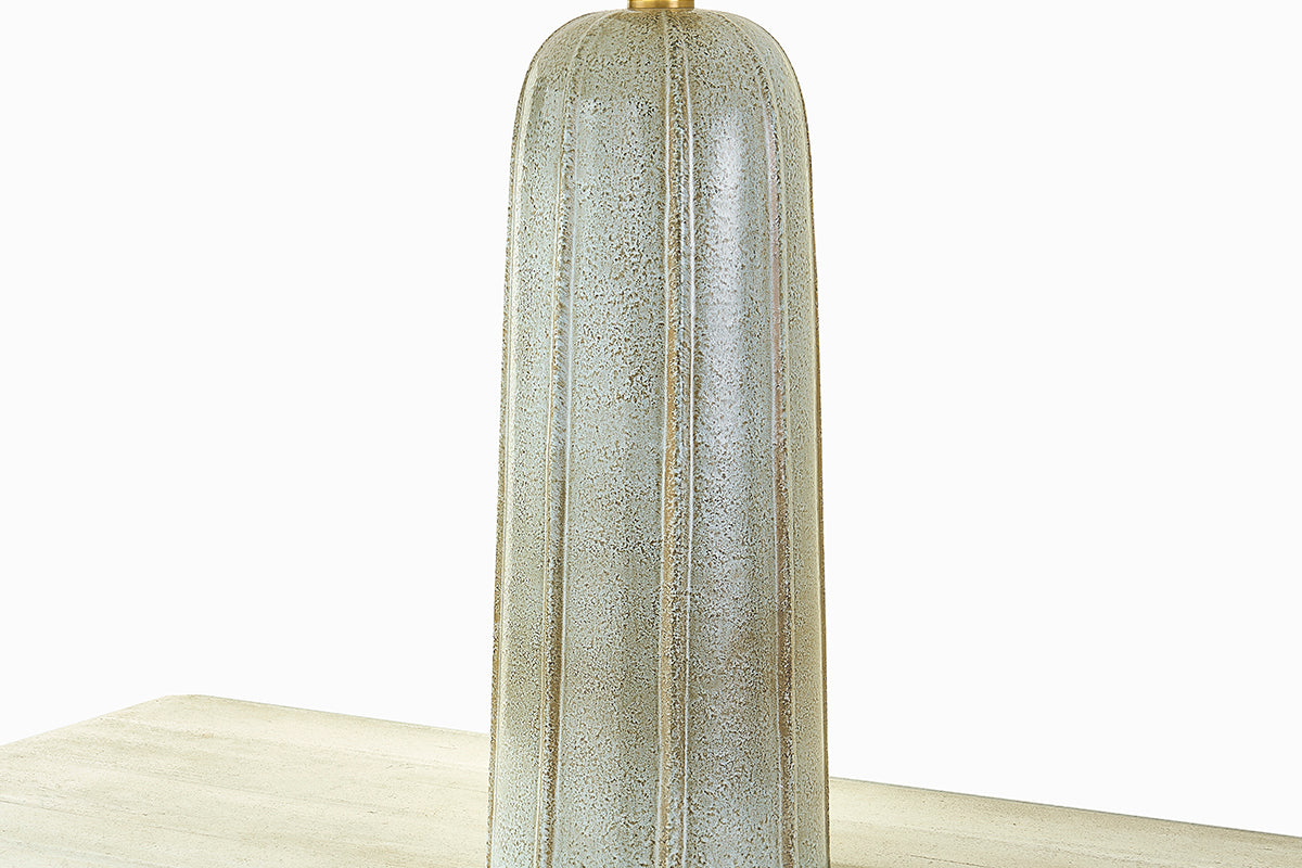 Mitzi by Hudson Valley Lighting Kel Table Lamp in Aged Brass / Ceramic Reactive Ash, detail view 1