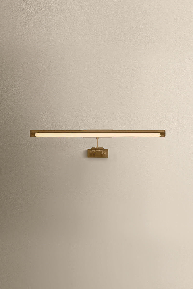 Mitzi by Hudson Valley Lighting Kenya Large Picture Light in Patina Brass, detail view 1