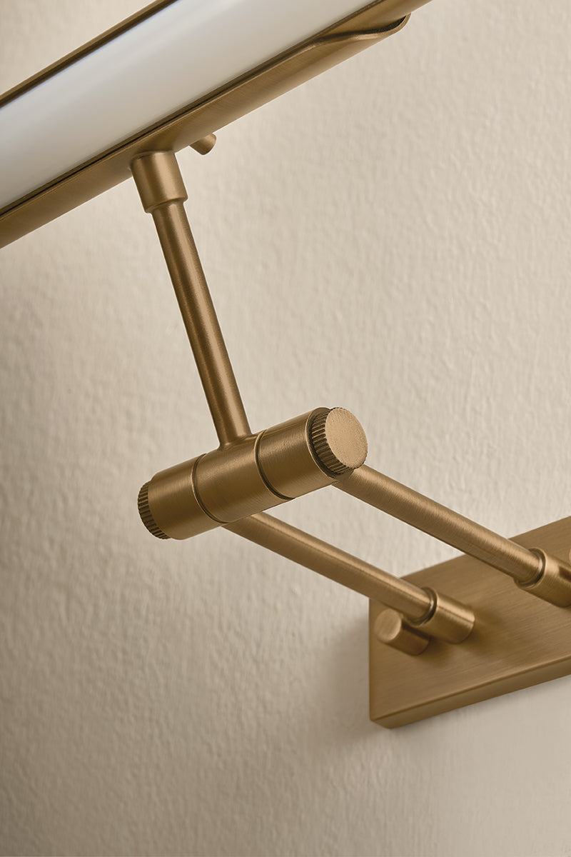 Mitzi by Hudson Valley Lighting Kenya Large Picture Light in Patina Brass, detail view 6