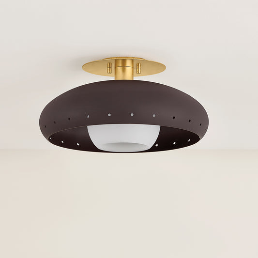 Mitzi by Hudson Valley Lighting Kimber Flush Mount in Aged Brass / Textured Bronze with Highlight, detail view 1