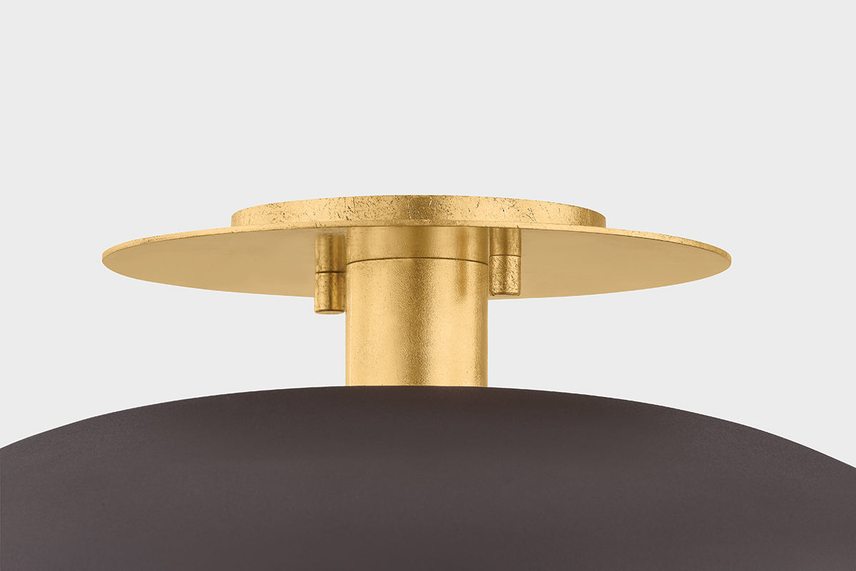 Mitzi by Hudson Valley Lighting Kimber Flush Mount in Aged Brass / Textured Bronze with Highlight, detail view 4