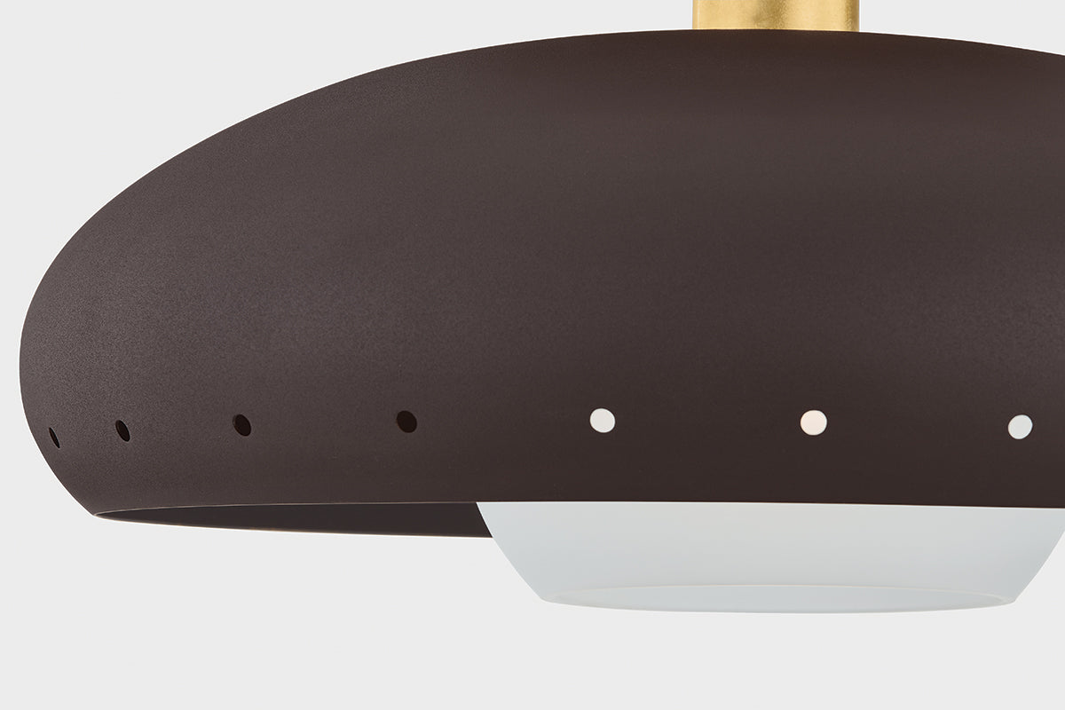 Mitzi by Hudson Valley Lighting Kimber Flush Mount in Aged Brass / Textured Bronze with Highlight, detail view 5
