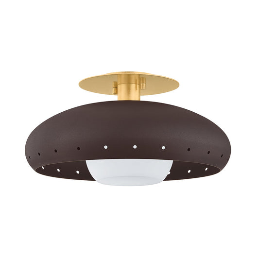 Mitzi by Hudson Valley Lighting Kimber Flush Mount in Aged Brass / Textured Bronze with Highlight