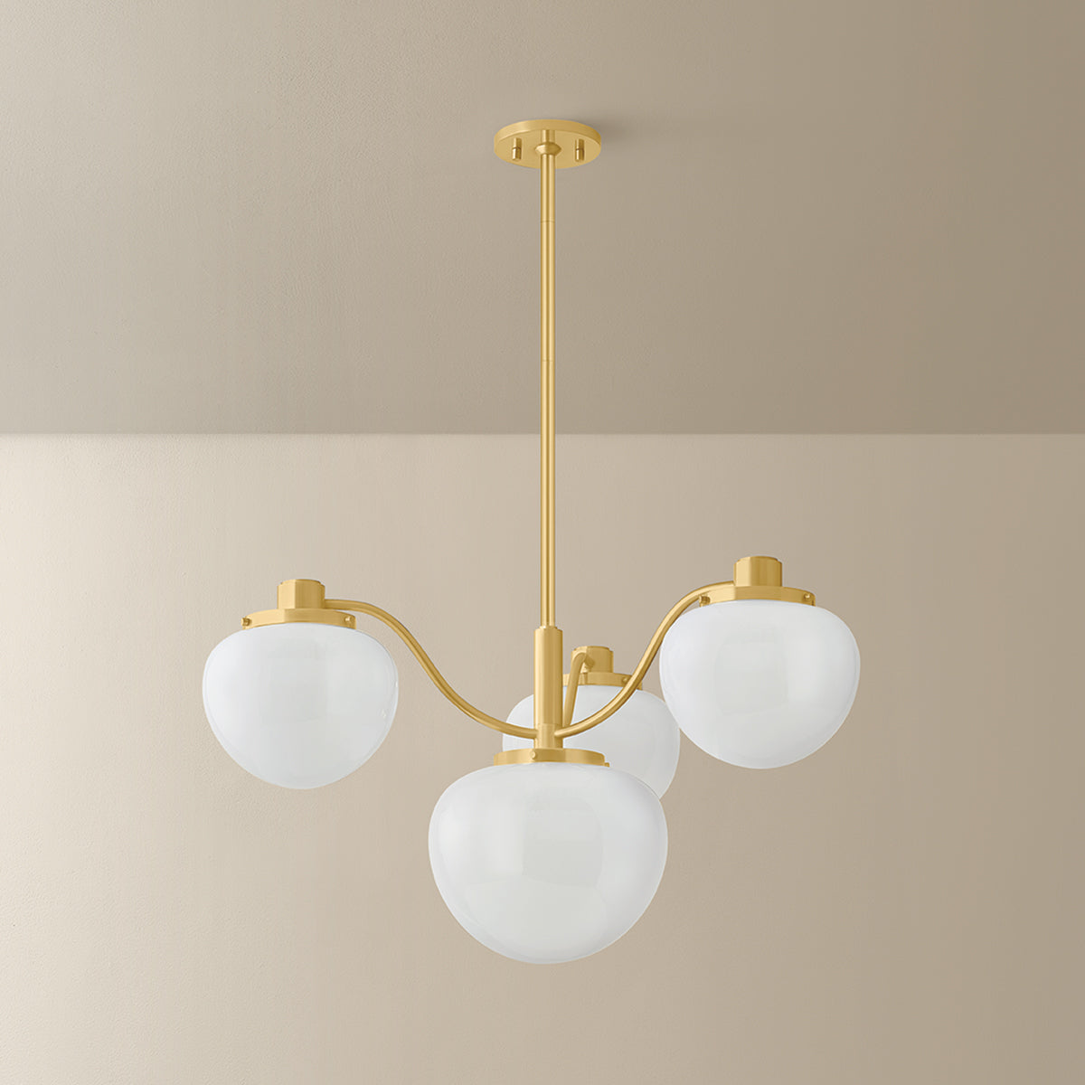 Mitzi by Hudson Valley Lighting Kristen 4-Light Chandelier in Aged Brass, detail view 2