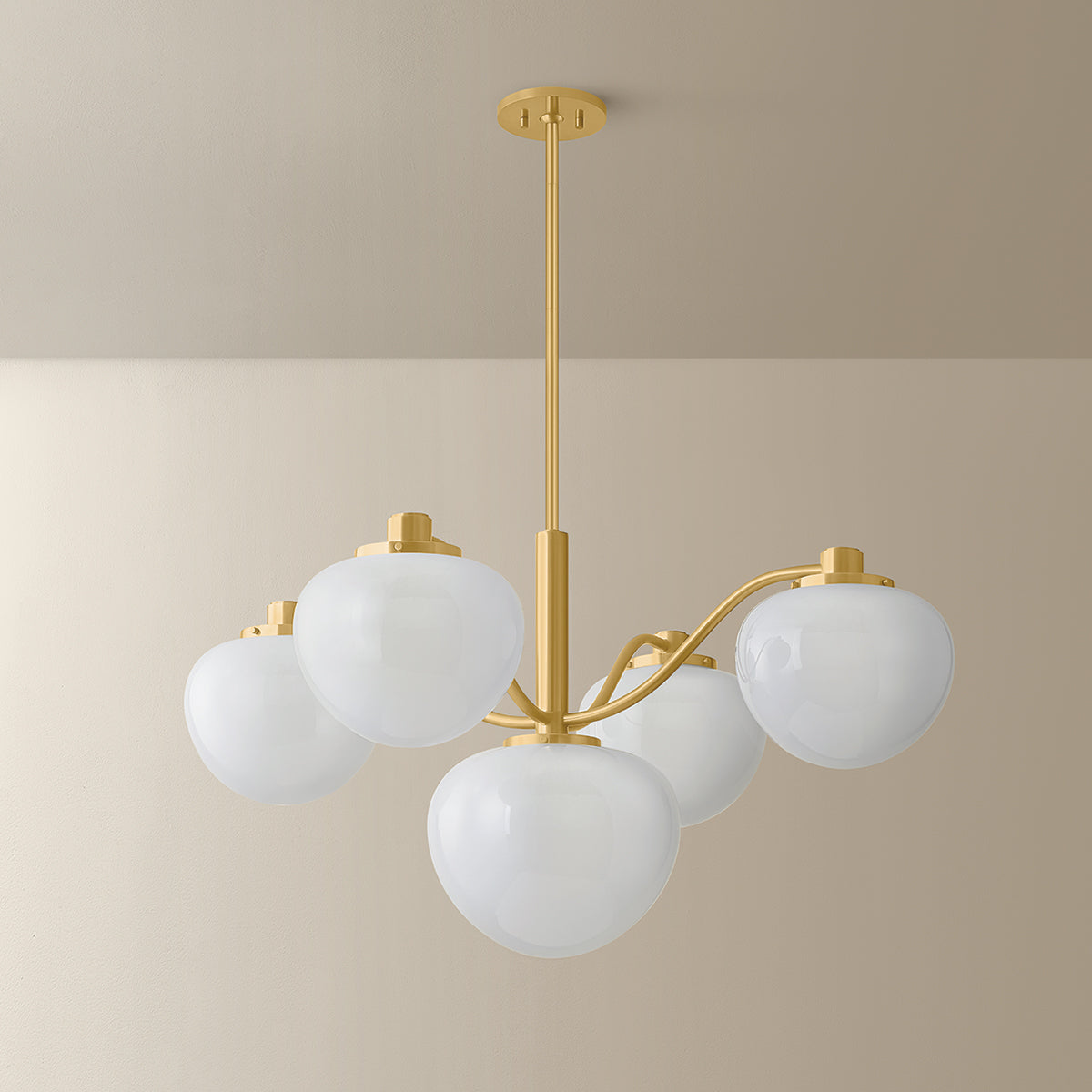 Mitzi by Hudson Valley Lighting Kristen 5-Light Chandelier in Aged Brass, detail view 2