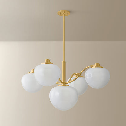 Mitzi by Hudson Valley Lighting Kristen 5-Light Chandelier in Aged Brass, detail view 2