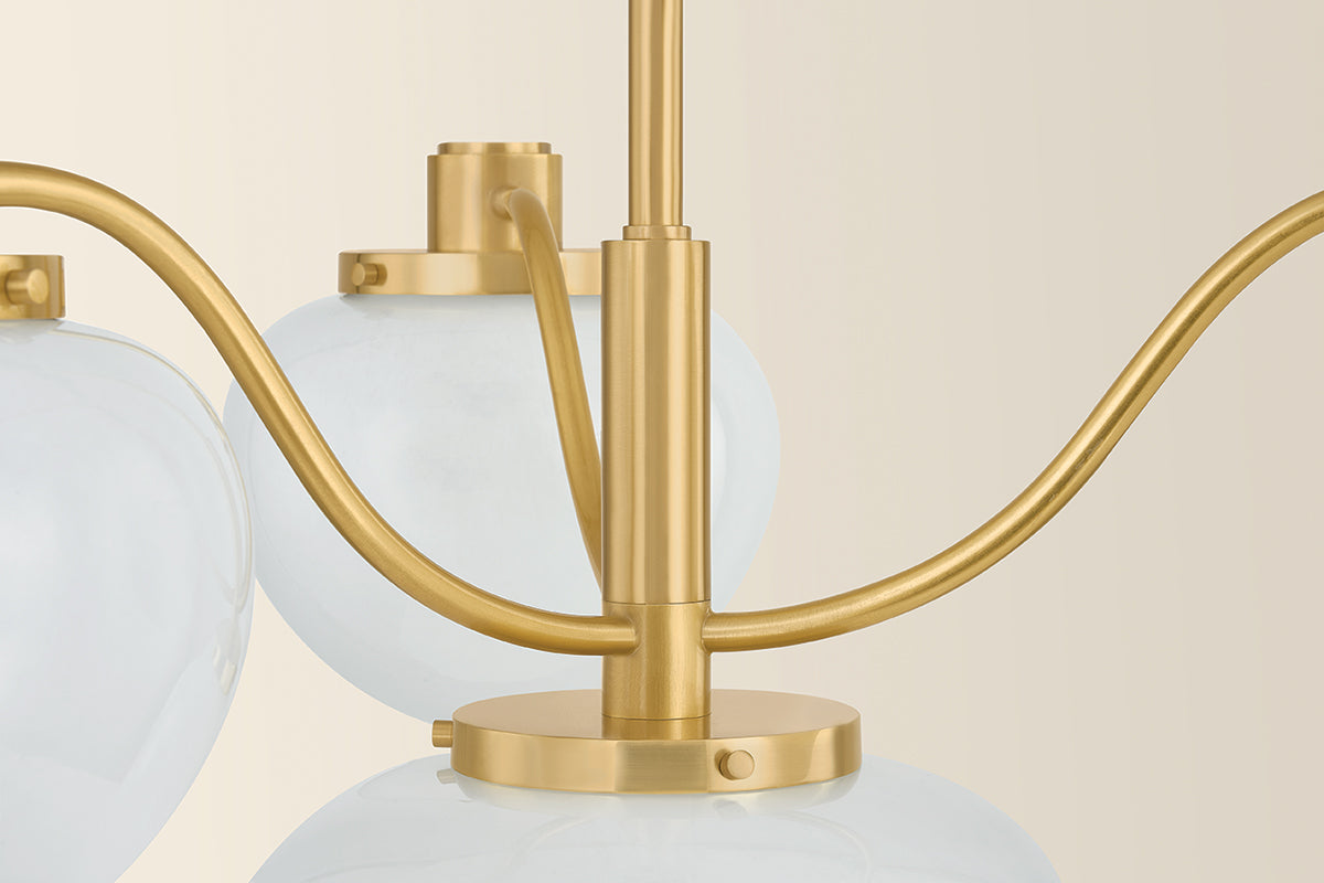 Mitzi by Hudson Valley Lighting Kristen 4-Light Chandelier in Aged Brass, detail view 3