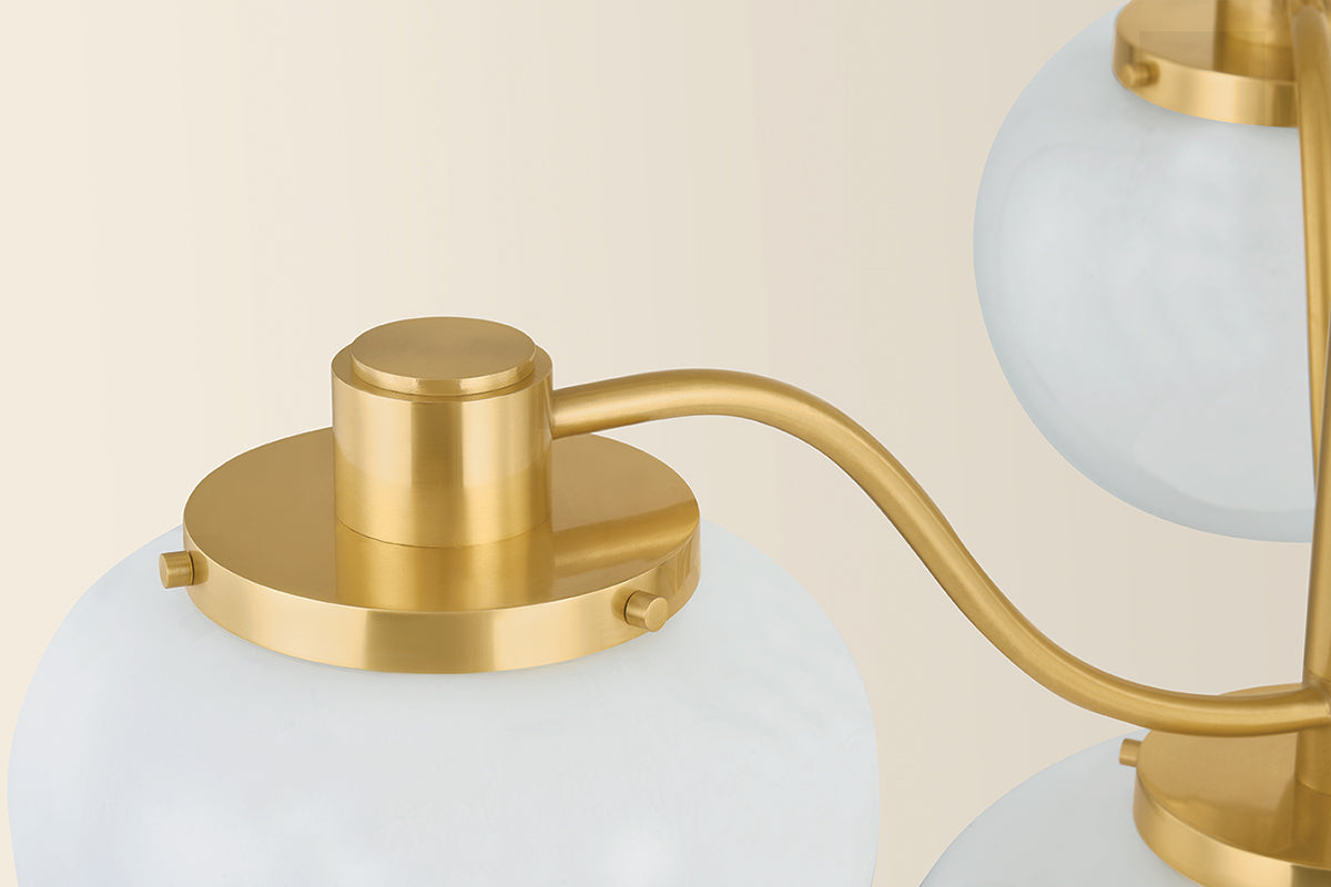 Mitzi by Hudson Valley Lighting Kristen 4-Light Chandelier in Aged Brass, detail view 5