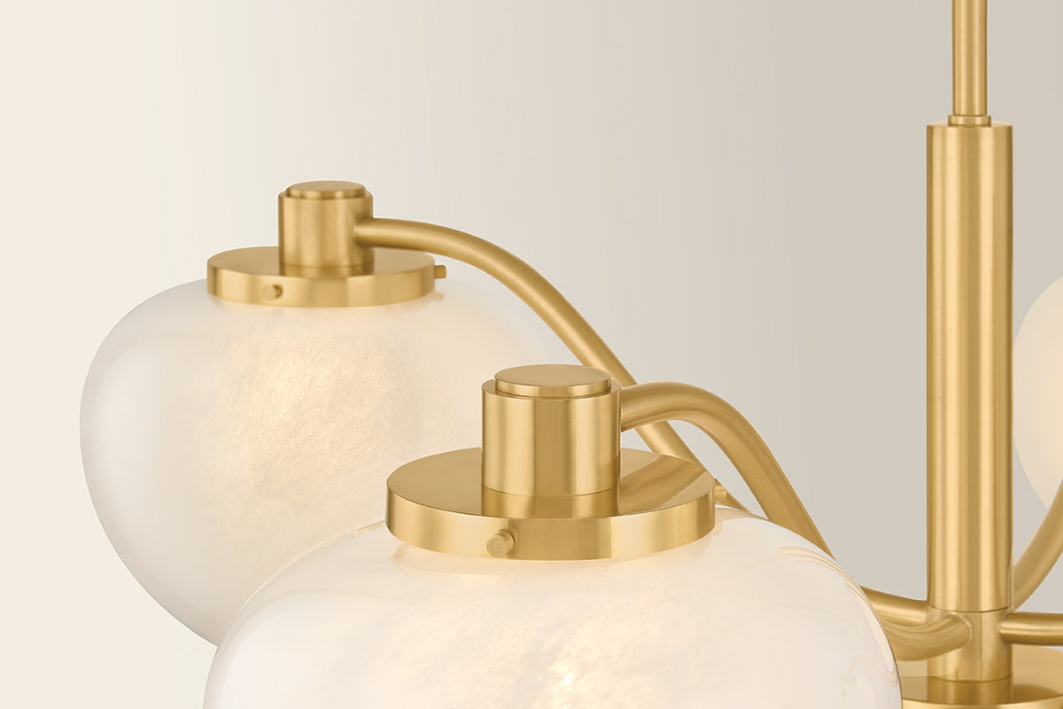 Mitzi by Hudson Valley Lighting Kristen 5-Light Chandelier in Aged Brass, detail view 5