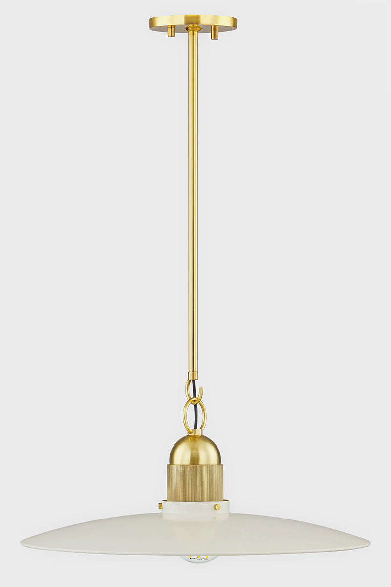 Mitzi by Hudson Valley Lighting Leanna Pendant in Aged Brass / Soft Cream, detail view 1