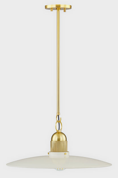 Mitzi by Hudson Valley Lighting Leanna Pendant in Aged Brass / Soft Cream, detail view 1