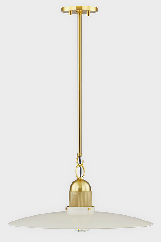 Mitzi by Hudson Valley Lighting Leanna Pendant in Aged Brass / Soft Cream, detail view 1