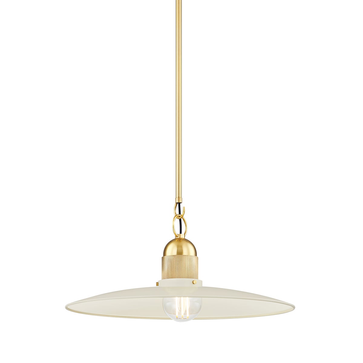 Mitzi by Hudson Valley Lighting Leanna Pendant in Aged Brass / Soft Cream