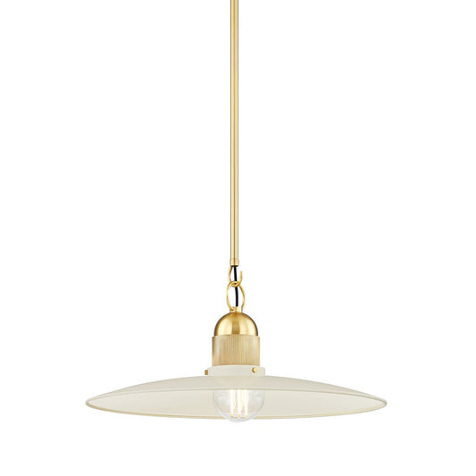 Mitzi by Hudson Valley Lighting Leanna Pendant in Aged Brass / Soft Cream