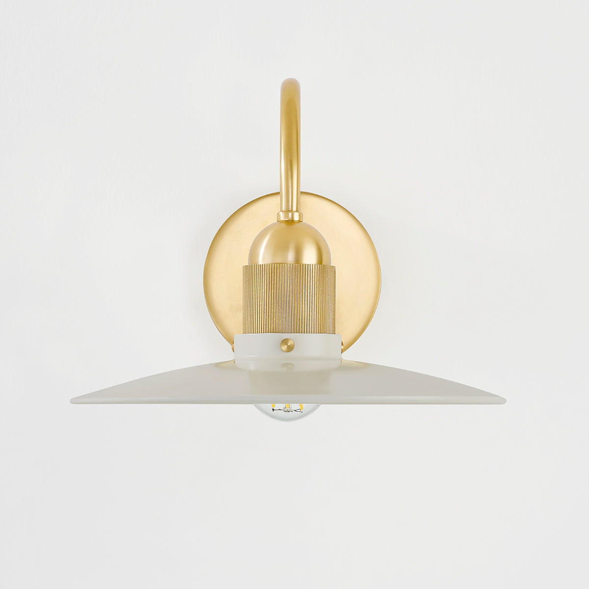 Mitzi by Hudson Valley Lighting Leanna Wall Sconce in Aged Brass / Soft Cream, detail view 1
