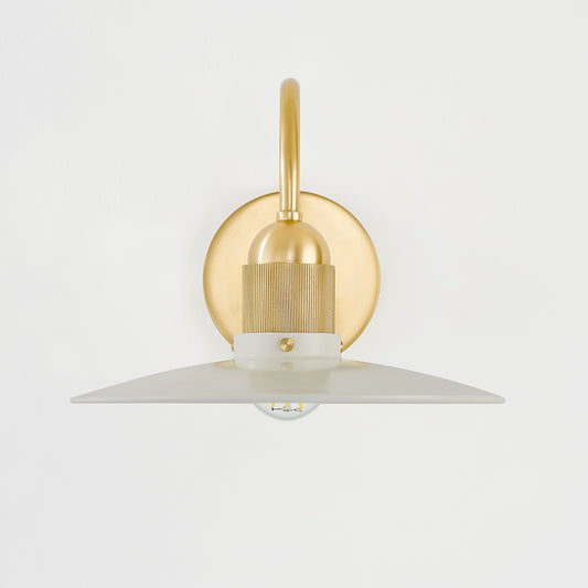Mitzi by Hudson Valley Lighting Leanna Wall Sconce in Aged Brass / Soft Cream, detail view 1