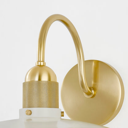 Mitzi by Hudson Valley Lighting Leanna Wall Sconce in Aged Brass / Soft Cream, detail view 2