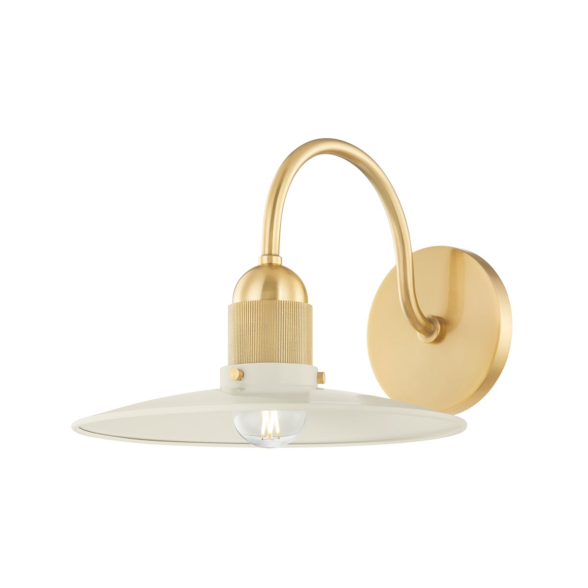 Mitzi by Hudson Valley Lighting Leanna Wall Sconce in Aged Brass / Soft Cream