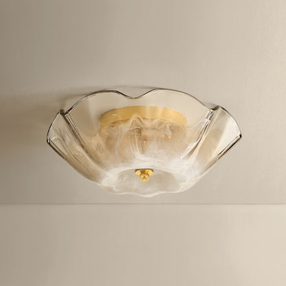 Mitzi by Hudson Valley Lighting Leona Flush Mount in Aged Brass / Light Bronze Blonchino Piastra, detail view 4