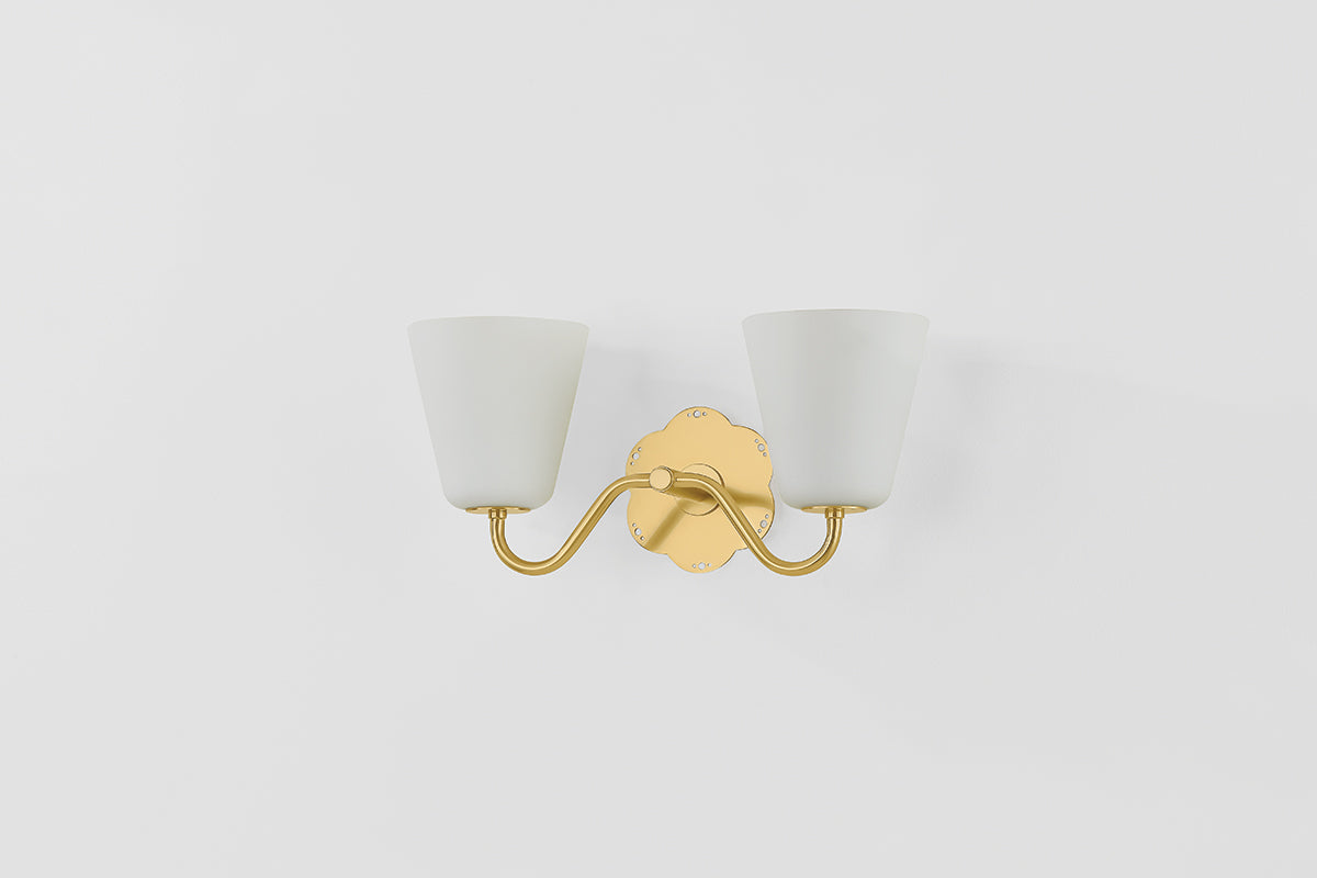 Mitzi by Hudson Valley Lighting Leonella 2-Light Vanity Light in Aged Brass, detail view 1