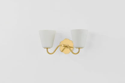 Mitzi by Hudson Valley Lighting Leonella 2-Light Vanity Light in Aged Brass, detail view 1