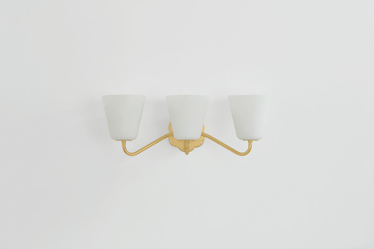 Mitzi by Hudson Valley Lighting Leonella 3-Light Vanity Light in Aged Brass, detail view 1