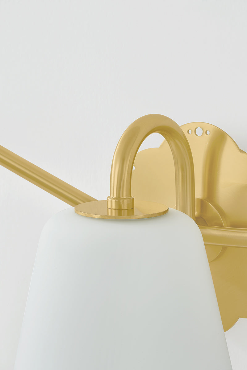 Mitzi by Hudson Valley Lighting Leonella 3-Light Vanity Light in Aged Brass, detail view 10