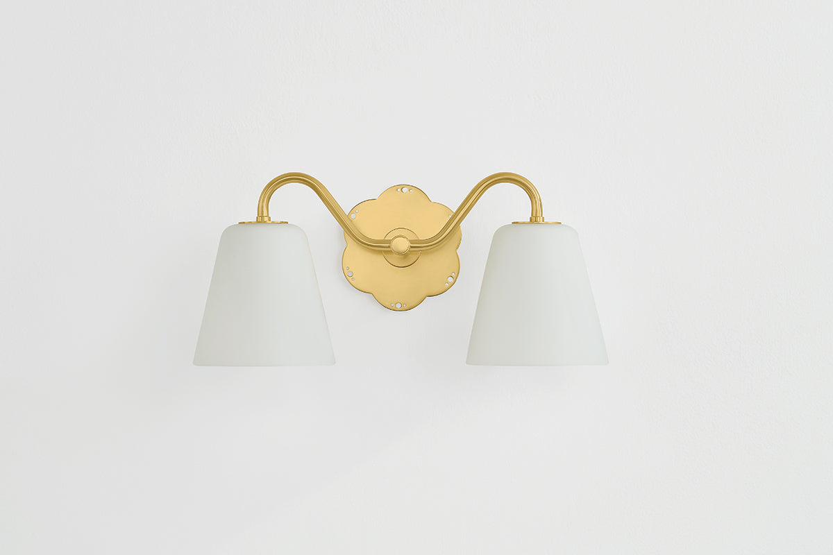 Mitzi by Hudson Valley Lighting Leonella 2-Light Vanity Light in Aged Brass, detail view 2