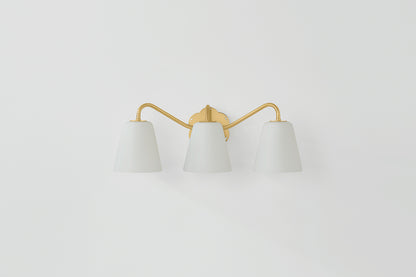 Mitzi by Hudson Valley Lighting Leonella 3-Light Vanity Light in Aged Brass, detail view 2