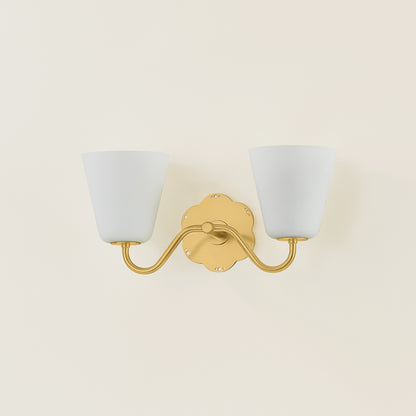Mitzi by Hudson Valley Lighting Leonella 2-Light Vanity Light in Aged Brass, detail view 3