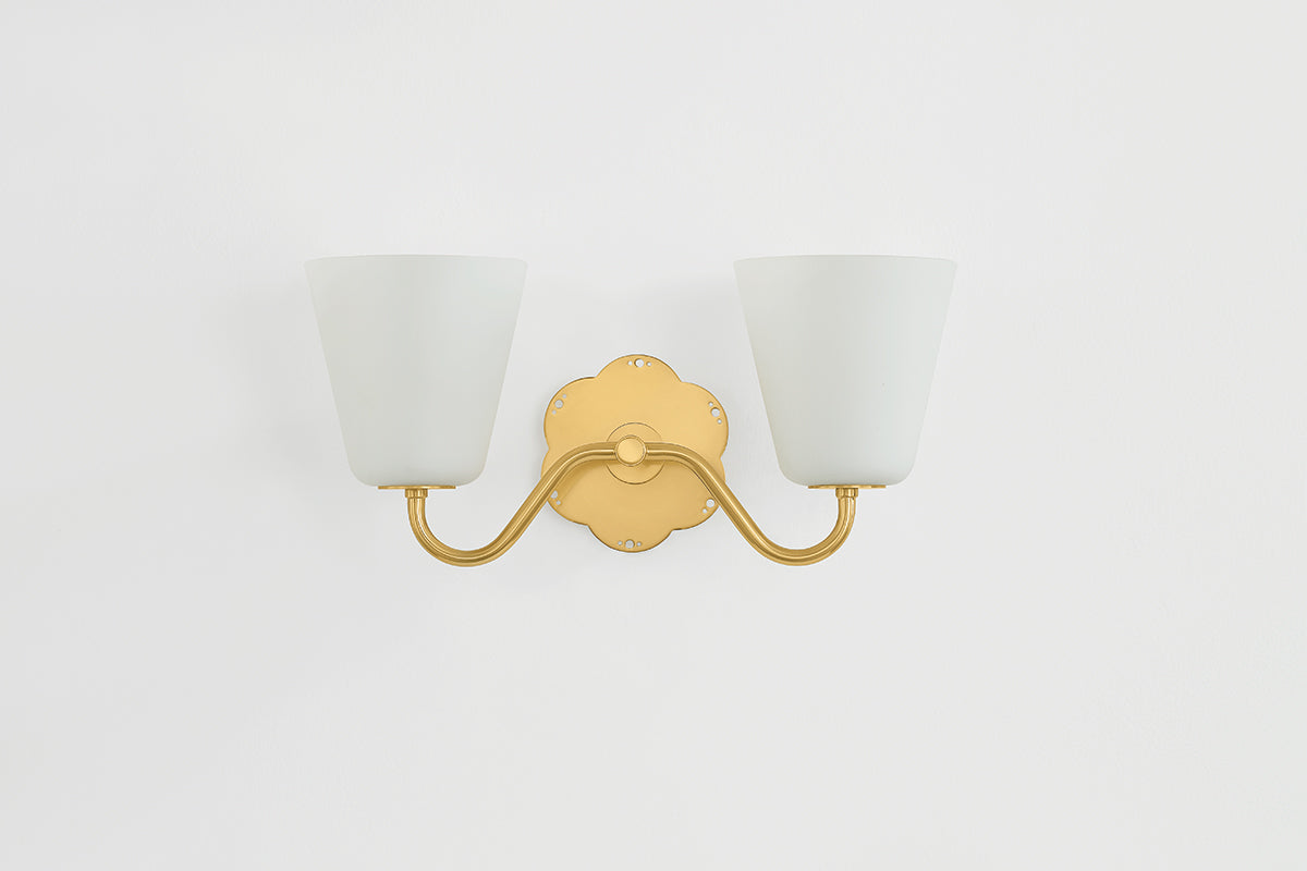 Mitzi by Hudson Valley Lighting Leonella 2-Light Vanity Light in Aged Brass, detail view 5