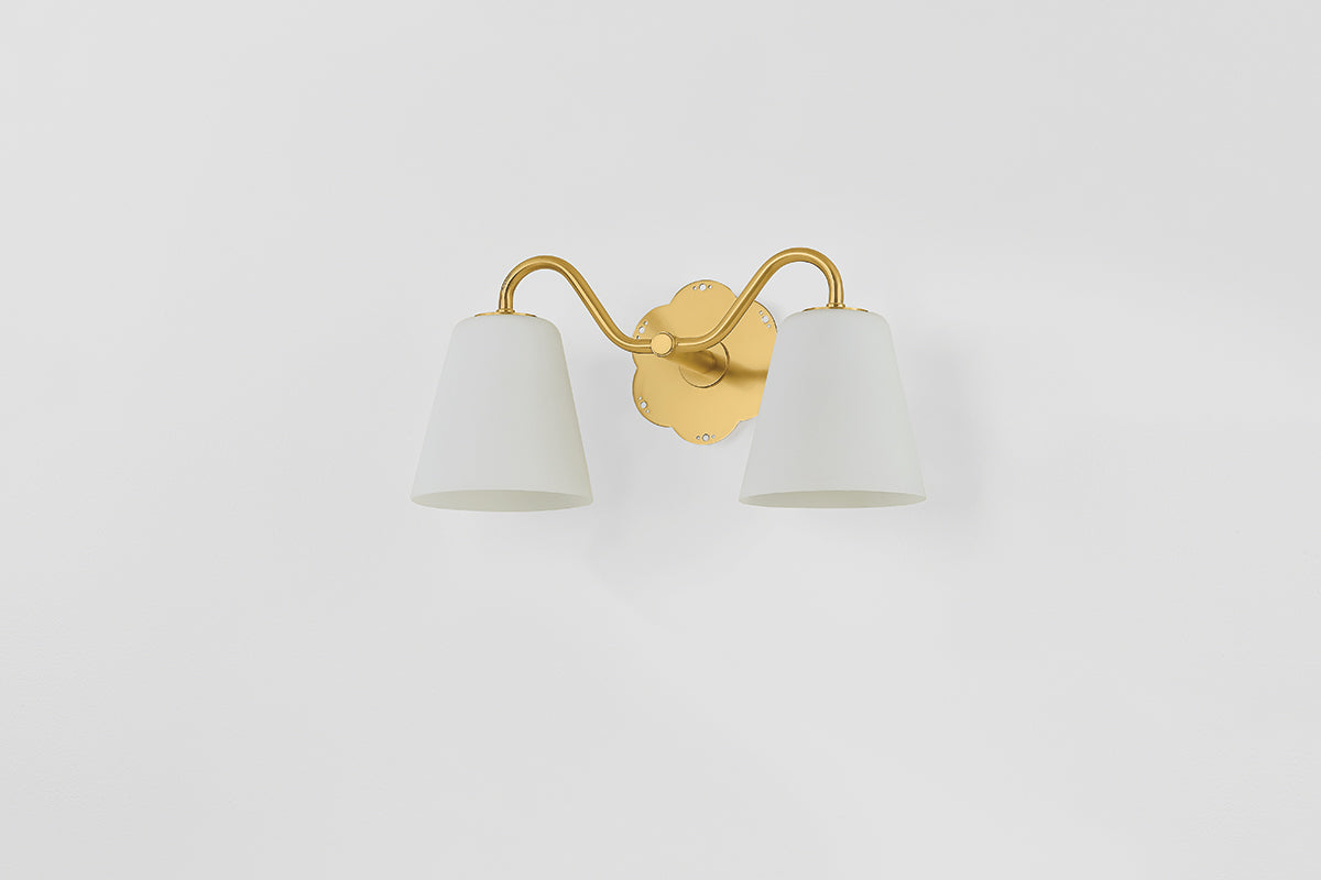Mitzi by Hudson Valley Lighting Leonella 2-Light Vanity Light in Aged Brass, detail view 6