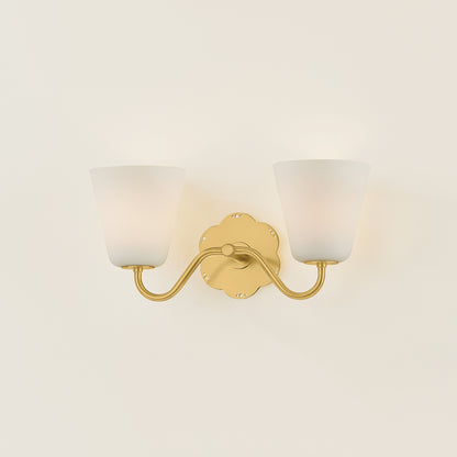 Mitzi by Hudson Valley Lighting Leonella 2-Light Vanity Light in Aged Brass, detail view 7