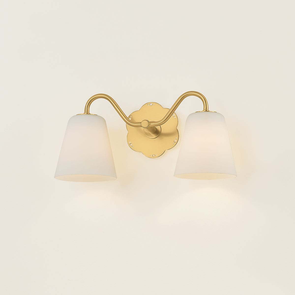 Mitzi by Hudson Valley Lighting Leonella 2-Light Vanity Light in Aged Brass, detail view 8