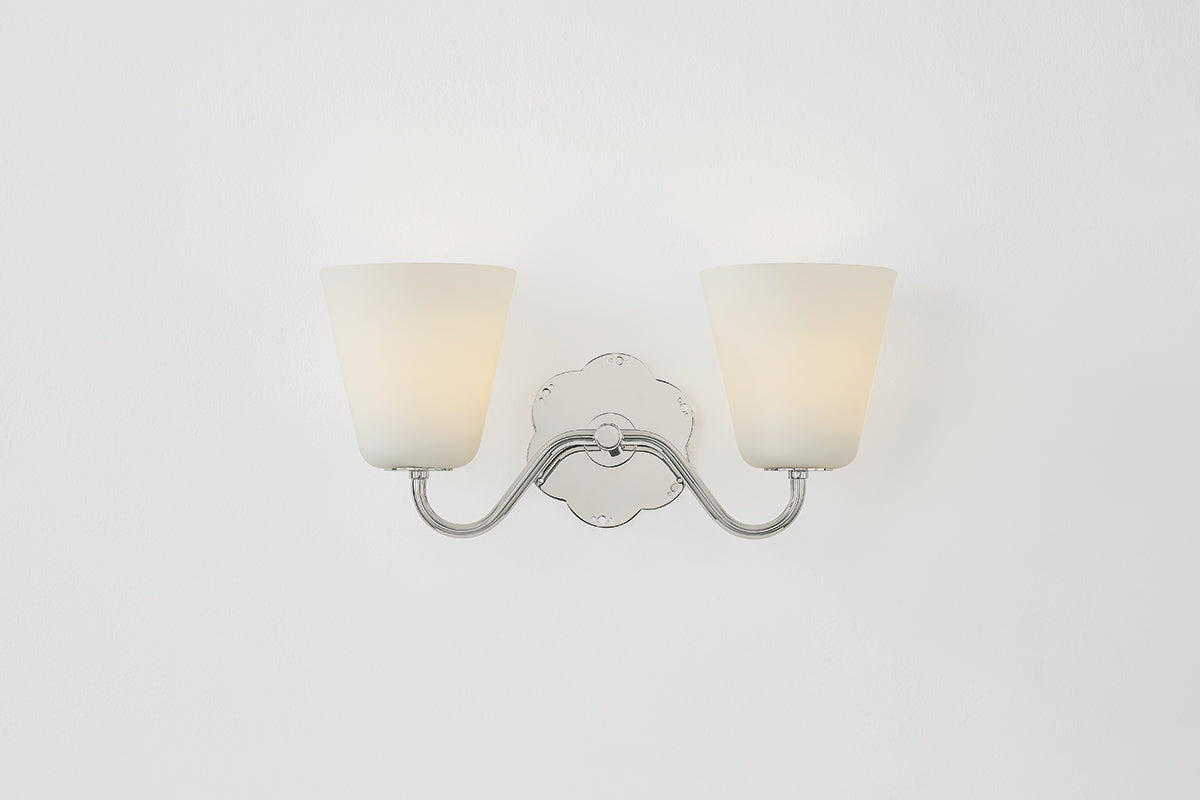 Mitzi by Hudson Valley Lighting Leonella 2-Light Vanity Light in Polished Nickel, detail view 1