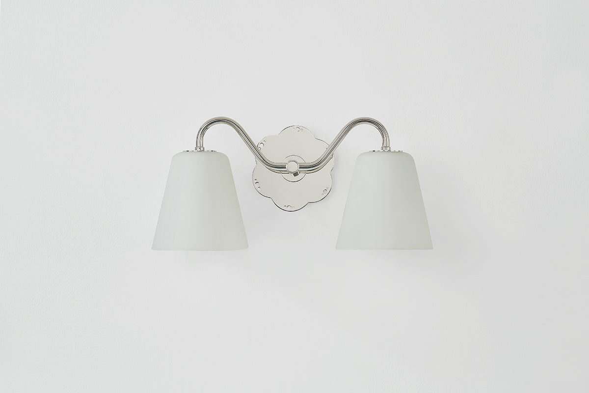 Mitzi by Hudson Valley Lighting Leonella 2-Light Vanity Light in Polished Nickel, detail view 2