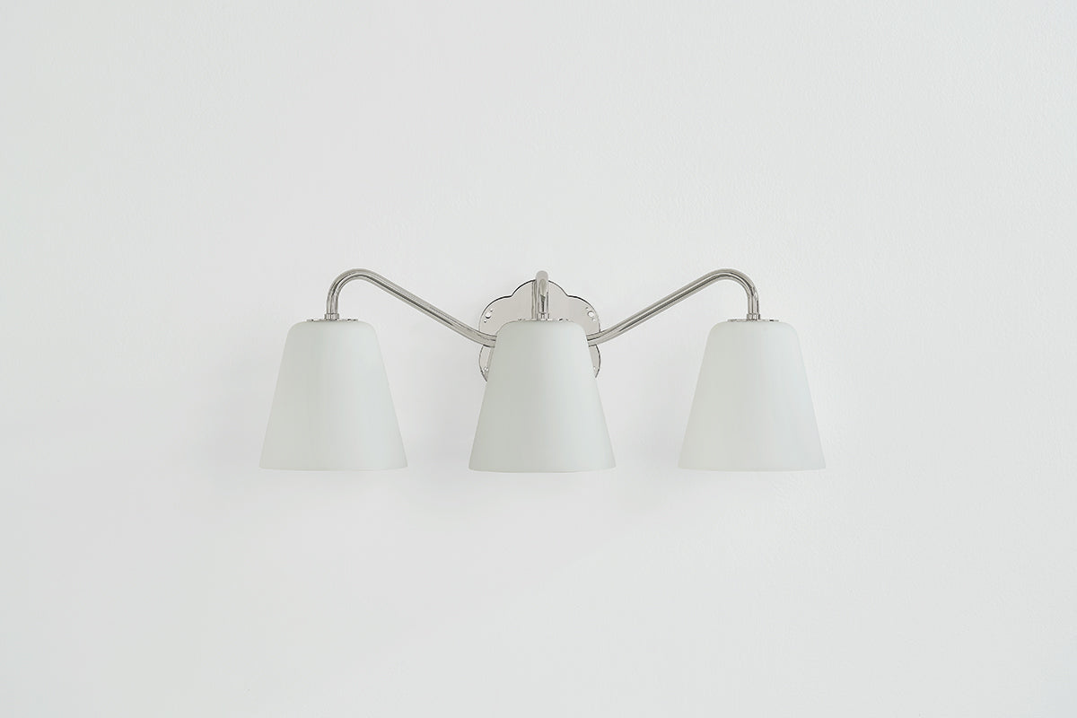 Mitzi by Hudson Valley Lighting Leonella 3-Light Vanity Light in Polished Nickel, detail view 2