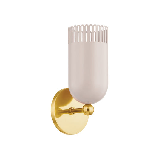 Mitzi by Hudson Valley Lighting Liba 1-Light Wall Sconce in Aged Brass / Soft Peignoir