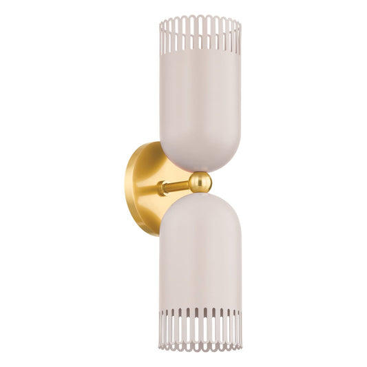Mitzi by Hudson Valley Lighting Liba 2-Light Wall Sconce in Aged Brass / Soft Peignoir
