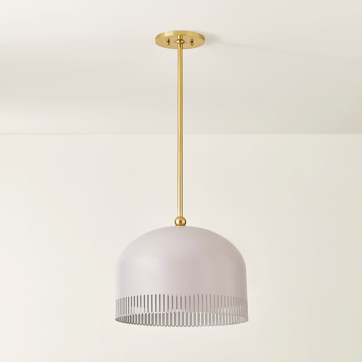 Mitzi by Hudson Valley Lighting Liba Large Pendant in Aged Brass / Soft Peignoir, detail view 2