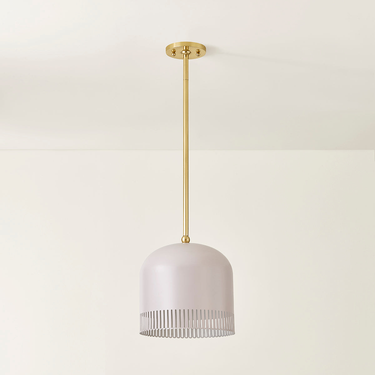 Mitzi by Hudson Valley Lighting Liba Small Pendant in Aged Brass / Soft Peignoir, detail view 2
