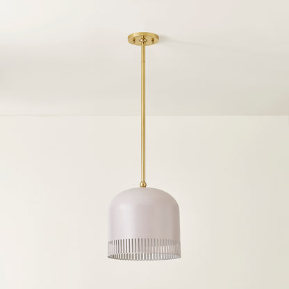 Mitzi by Hudson Valley Lighting Liba Small Pendant in Aged Brass / Soft Peignoir, detail view 2
