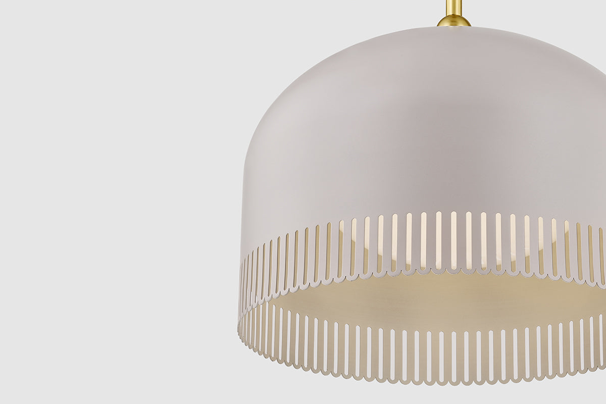 Mitzi by Hudson Valley Lighting Liba Large Pendant in Aged Brass / Soft Peignoir, detail view 3