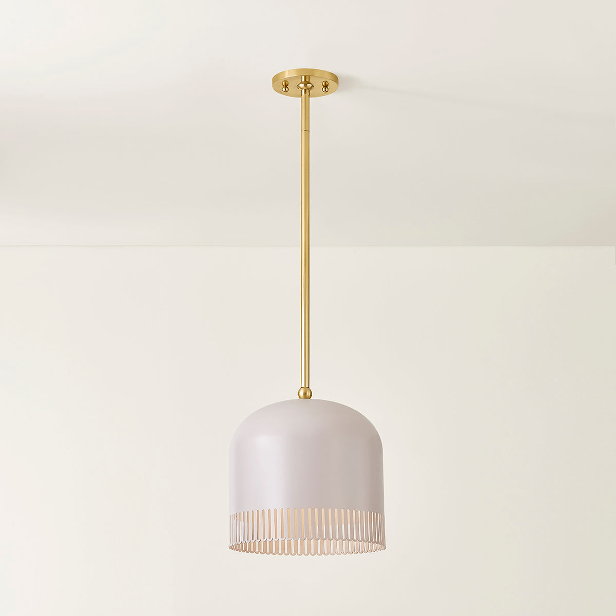 Mitzi by Hudson Valley Lighting Liba Small Pendant in Aged Brass / Soft Peignoir, detail view 4